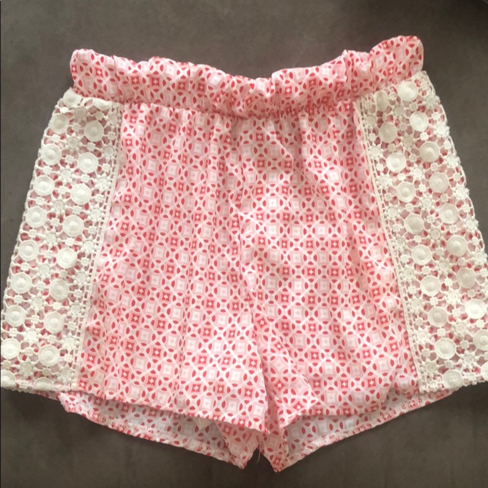 Pink, white and lace dressy shorts